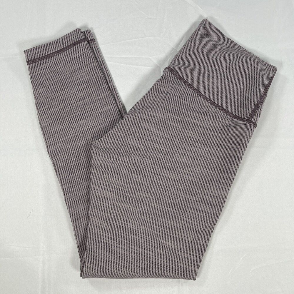 Lululemon Womens W5CD6S Purple Striped Wunder Under High Rise Tight 25" Size 8
